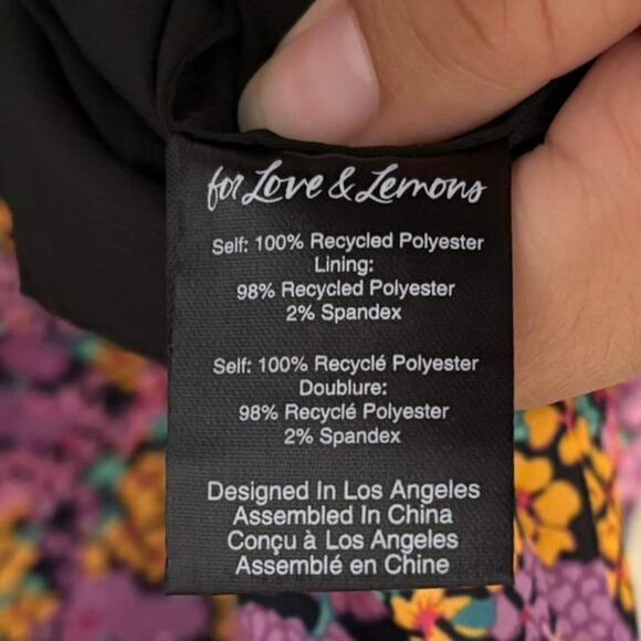 For Love & Lemons NWT Pink Orange Floral Claude Mini Dress Size Small - Picture 9 of 9